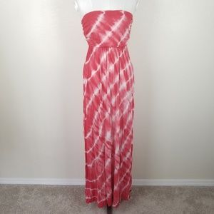 Triumph Red Tie-Dye Maxi Dress Strapless Medium